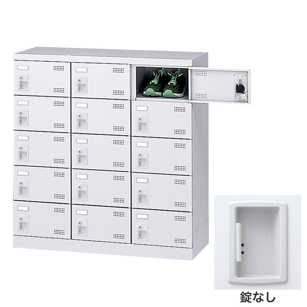 靴箱 シューズロッカー サボ箱 スチール写真製 鍵付 御勤め用 遣っ付ける品 日本製 扉付 白いこと 15足 SLBW-M15-K2 (錠なし)3列5段15人用 生興