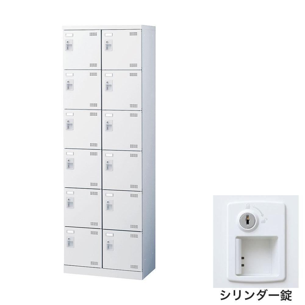 靴箱 シューズロッカー サボ箱 スチール写真製 鍵付 御勤め用 遣っ付ける品 日本製 扉付 白いこと 12足 SLBW-212-S2 (円柱錠)2列6段12人用 生興