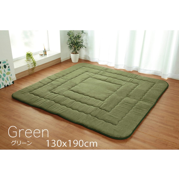 イケヒコ モデルノF敷 国産綿入 撥水 ふっくら敷カーペット 長方形小 130&times;190cm グリーン HMDR130190 [ オールシーズン カーペット ラグ マット 撥水 防音 遮音 ]｜かぐの窓口