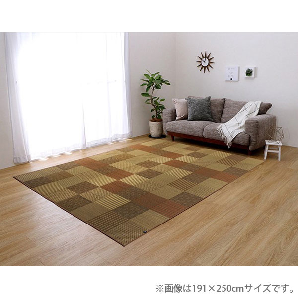 イケヒコ DX京刺子 い草引っ敷き 矩形 191×250糎 ベージュ 床材 引っ敷き い草 パッチワーク風 今めかしい 今めかしい 日本製