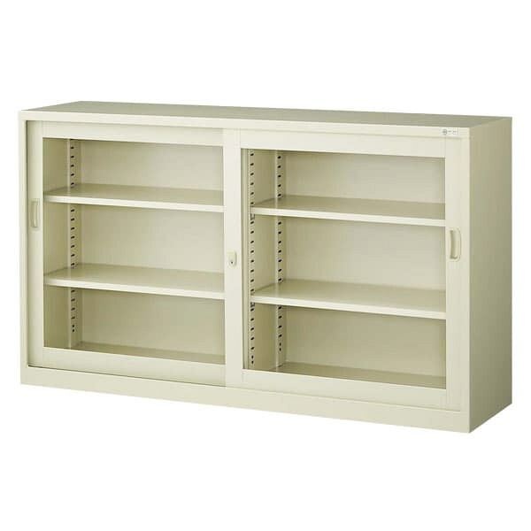 生興 スタンダード書庫 ガラス戸引違書庫(D400) W1515&times;D400&times;H880 G-53SG[書庫 引戸書庫 引き違い書庫 スチール書庫 収納家具 オフィス家具 事務所 キャビネット 書棚 本棚 シェルフ 収納 オフィス収納 業務用]｜かぐの窓口