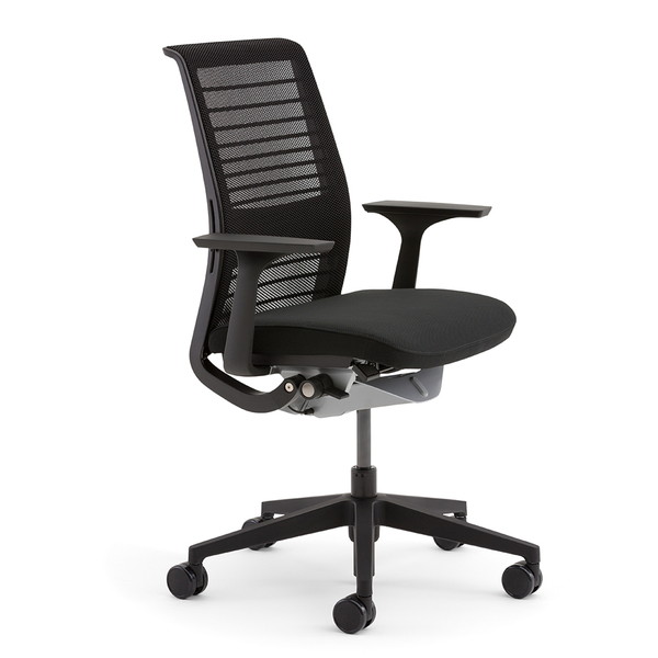 Steelcase Think シンク チェア フレームブラック 背3Dニット 座布張り 固定肘 エボニー 465A300BFM [ オフィスチェア テレワーク スチールケース ]