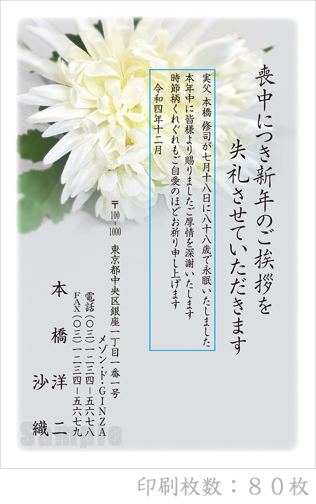 翌日発送可能】 全90柄2023年度版喪中はがき印刷普通郵便はがき胡蝶蘭80枚特選デザイン64001_80 whalestale.com.fj