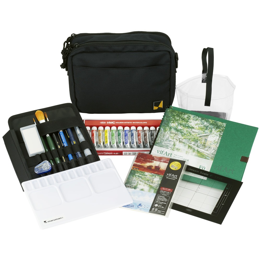 マルマン Maruman 水彩画ポータブルキット ポーチ黒 Svps12 05 初心者 プレゼント 敬老の日 趣味 Lindnercapital Com