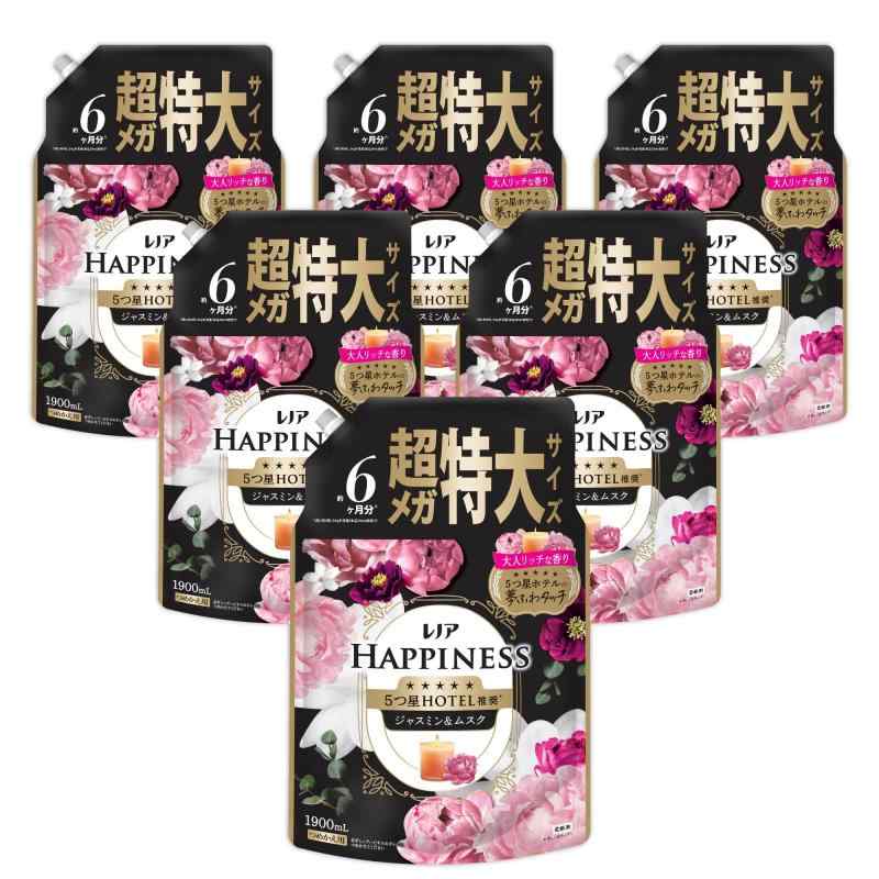 レノア ハピネスケース品5つ星ホテルの夢ふわタッチ 柔軟剤 ジャスミン&ムスクの香り 詰め替え 1900mL×6袋|Ms Palette