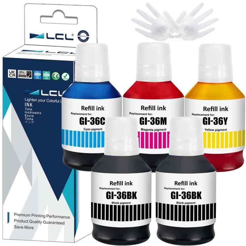 Canon用 キャノン用 GI-56 GI-36 大容量 (5パック 2BK 顔料 170ML C/M/Y 顔料 135ML) 互換インクボトル 対応機種：MAXIFY GX4030/GX5030/GX6030/GX6030DX7030/GX7030D