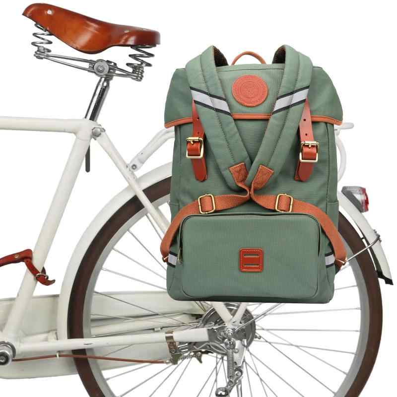 自転車リアバッグ サイドバック キャリアバッグ 15L大容量 反射付き 帆布 リュック 通勤 通学 キャンプ ロードバイク バックパック