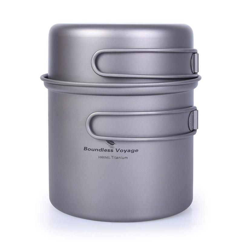 チタンクッカーセット ソロキャンプ コッヘル フライパン ポット 登山鍋 キャンピング調理器具 軽量 コンパクト 折りたたみハンドル クッカーセット アウトドア キャンプ用品
