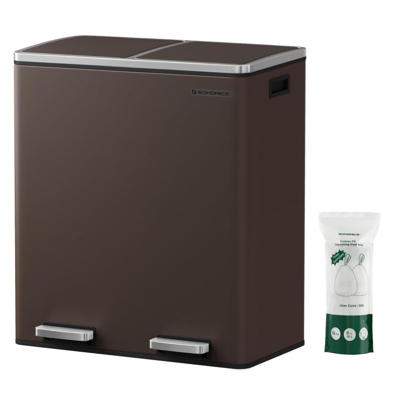 楽天市場】SONGMICSゴミ箱2分別20L+30L幅29cm観音開きペダル式スリム