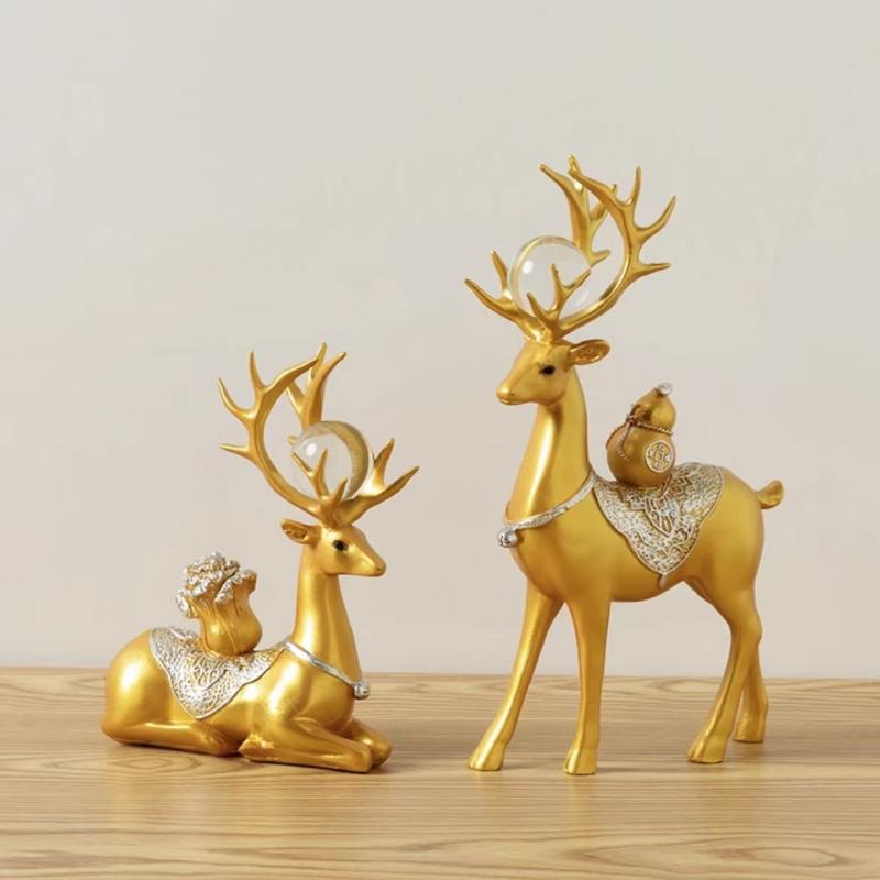 部屋飾り 金色の鹿の置物 可愛い Amazon.co.jp: 鹿の置物 風水 金運アップ 財運 招財 厄除け お守り
