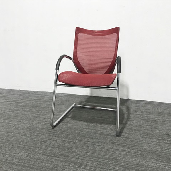 【中古】 ミーティングチェア 会議椅子 肘付 バロン CP72AR オカムラ レッド
