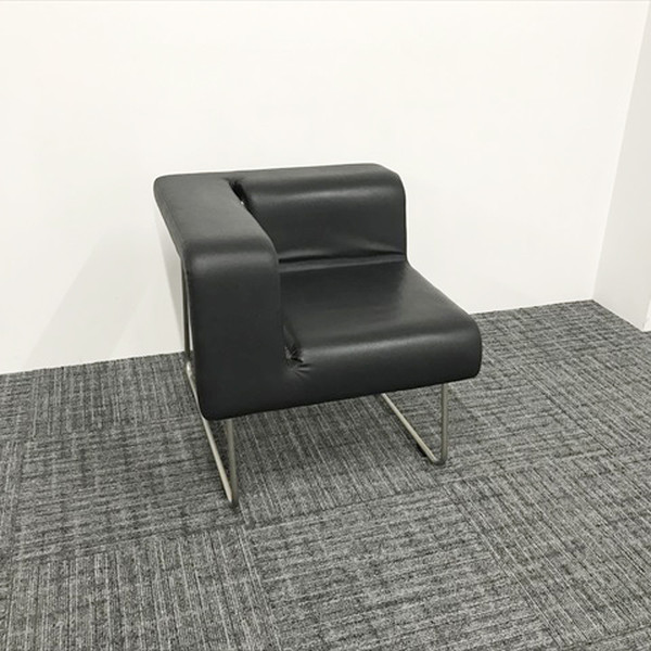 【中古】 応接用ソファ 1人用 E&Y ワンサイドソファ ブラック