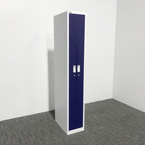 【中古】 ロッカー 2人用 Ceha OAユニット シリンダー錠 鍵付き ブルー