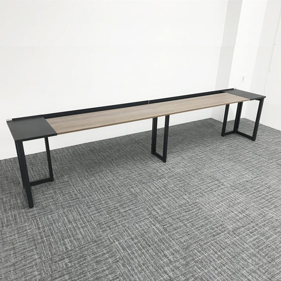 【中古】 ミーティングテーブル 要組立 W3400 D560 リージョン 長机 2枚天板 コクヨ ブラウン TM-863765B ∴