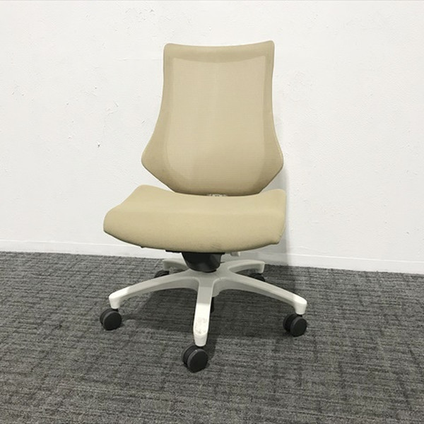 【中古】 イトーキ エフチェア ハイバック メッシュバック 肘無 オフィスチェア ベージュ