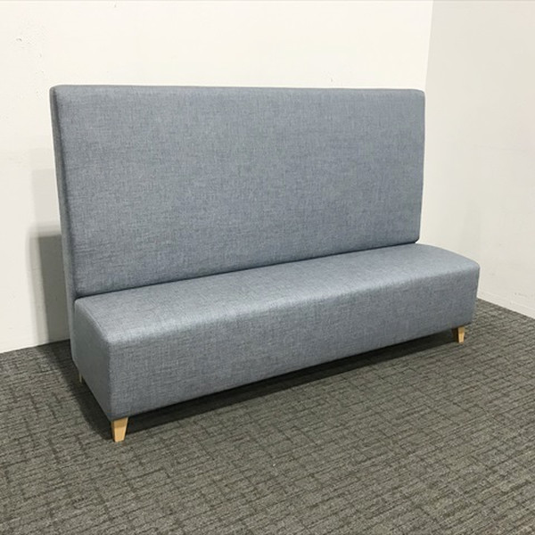 【中古】 応接用ソファ 3人用 背面パネル付 ブルー｜オフィス家具の店 PORTE（ポルテ） 43,615円