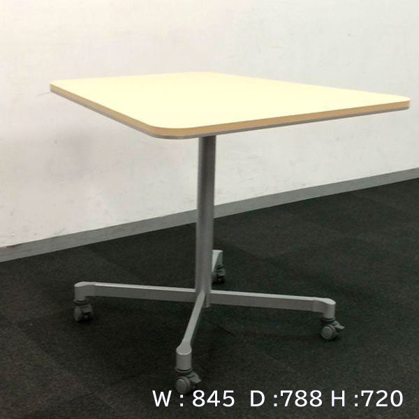 【中古】 ミーティングテーブル 台形 キャスター付 コクヨ ライトナチュラル TM-819766B ∴