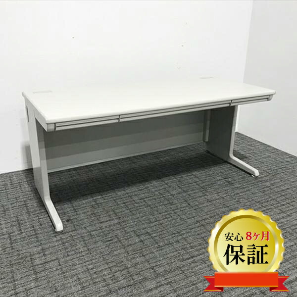 【中古】 オカムラ オフィスデスク 平デスク スチールデスク 事務机 SD ライトスモーク 引出し付き □