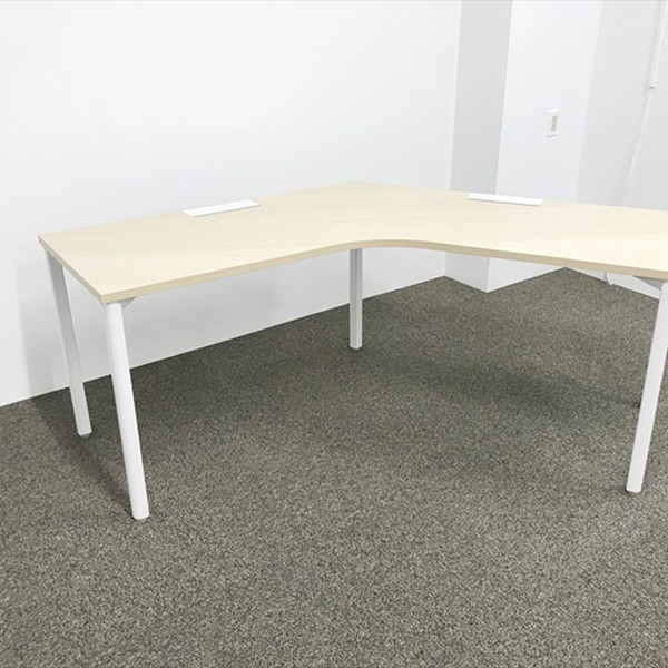 【中古】 L字デスク ブーメランデスク 120° プレナ 引出し無 オフィスデスク 内田洋行 ウチダ ライトファインウッド