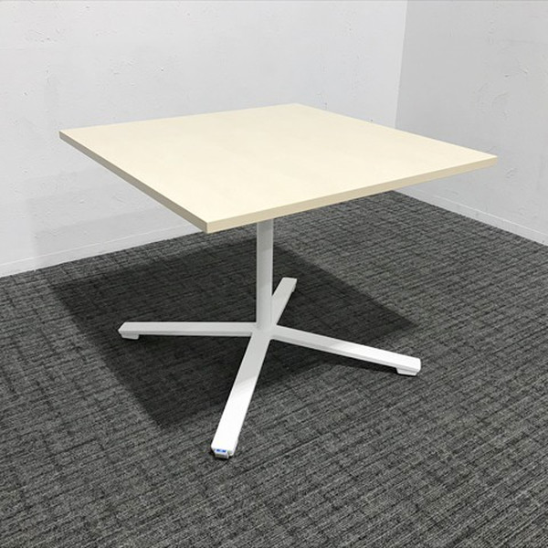 【中古】 ミーティングテーブル 完成品 角テーブル ビエナ 天板固定 キャスター付 コクヨ ホワイトナチュラル □ 8,982円