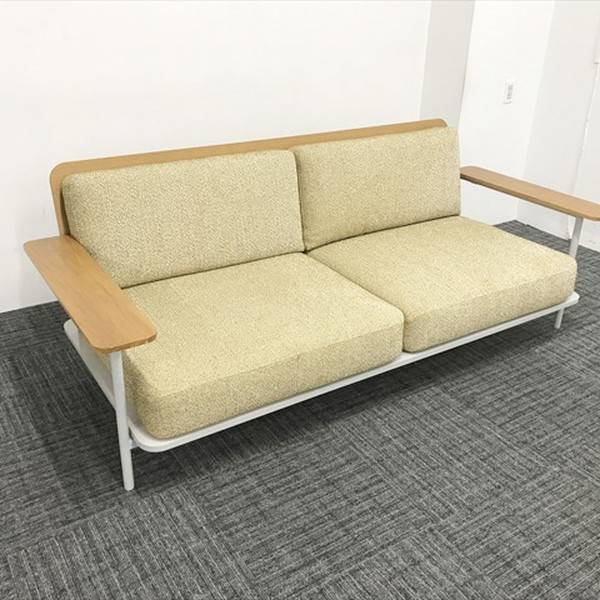 【中古】 応接用ソファ 2人用 黄土色