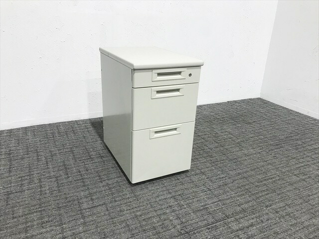 【中古】 脇デスク 3段 プラス エルグレー