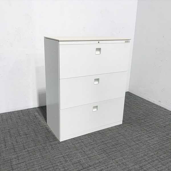 スチール製 3段ラテラルキャビネット ホワイト 楽天市場】【法人宛限定】両開き×3段ラテラル書庫セット SOW