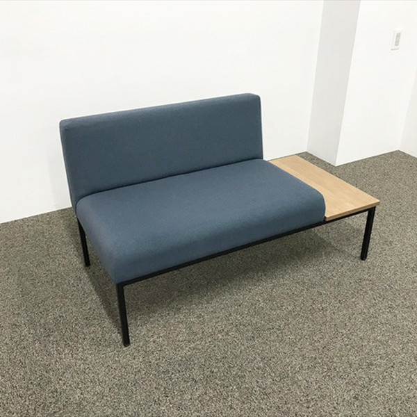 【中古】 ロビーチェア サイドテーブル付き オリバー 待合室ソファー ブルー