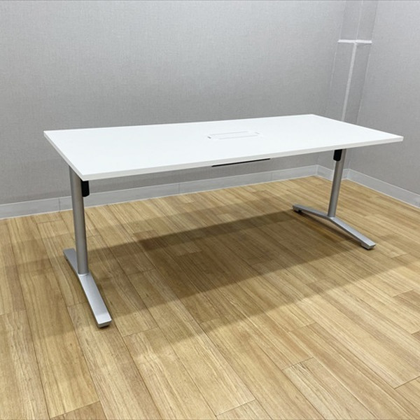 【中古】 コクヨ ミーティングテーブル 完成品 ビエナ 天板固定 T字脚タイプ W1800 D750 ホワイト