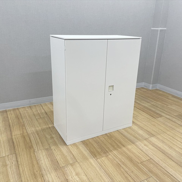 【中古】両開き書庫 レクトライン 天板付 スチール書庫 収納 キャビネット オカムラ ホワイト｜オフィス家具の店 PORTE（ポルテ）