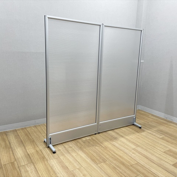 【中古】 パーティション 自立式 2連 ローパーテーション 折りたたみ不可 透明｜オフィス家具の店 PORTE（ポルテ）