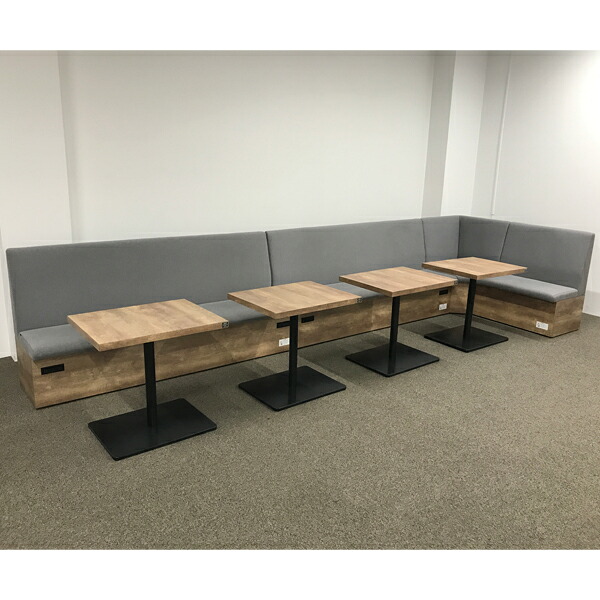 【中古】ソファー テーブル 8点セット カフェテーブル レストラン 待合室 ブレスタ ハイバック 壁面用 オカムラ グレー｜オフィス家具の店 PORTE（ポルテ）