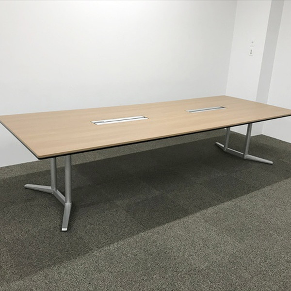 【中古】ミーティングテーブル ラティオII 2枚天板 4L289D MR78 オカムラ ブラウン TM-883079B ∴|オフィス家具の店 PORTE(ポルテ)