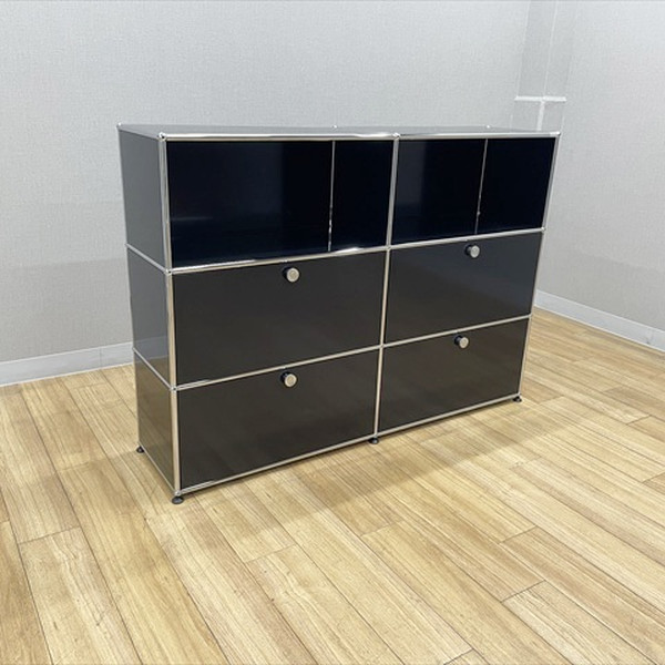 【中古】 USMハラー コンビキャビネット 2列3段 2段エクステンションドア オープン USM ユーエスエム ブラック｜オフィス家具の店 PORTE（ポルテ）