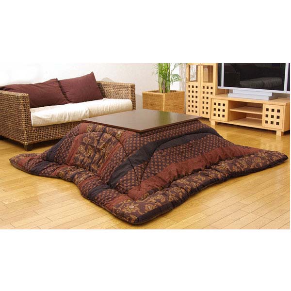 国内プリント こたつ厚掛け布団単品 (万葉) ブラウン 『205×315cm』『代引不可』『送料無料(一部地域除く)』|オフィストラスト