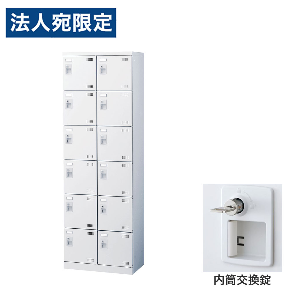 靴箱 シューズロッカー サボ箱 スチール写真製 鍵付 御勤め用 遣っ付ける品 日本製 扉付 白いこと 12足 SLBW-212-T3 (内筒取り替えっこ錠)2列6段12人用 生興『代引不可』『貨物輸送無料（構成要素領域除く）』