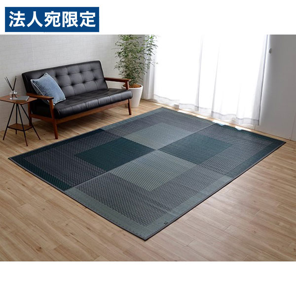 イケヒコ DXモーニング2 い草ラグ 市松柄 長方形 191&times;250cm ネイビー DXMG191250『代引不可』『送料無料（一部地域除く）』｜オフィストラスト