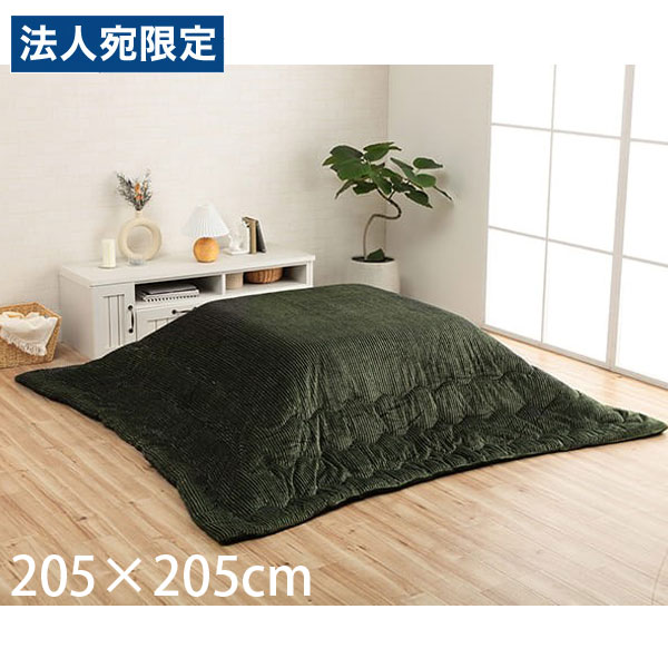 イケヒコ 地びた こたつ布団 コール天 四角四面 205×205糎 緑であること G6840009 [ こたつ 薄掛け パウダーコンパクト納める 無地 洗える ]『代引不可』『貨物輸送無料（構成要素一画除く）』