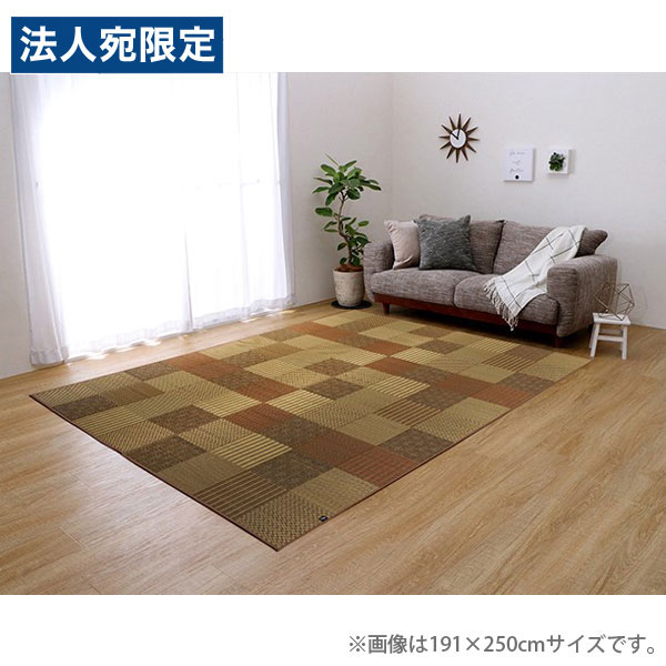 イケヒコ DX京刺子 い草引っ敷き 矩形 191×250糎 ベージュ 床材 引っ敷き い草 パッチワーク風 今めかしい 今めかしい 日本製『代引不可』『貨物輸送無料（構成成分地方除く）』