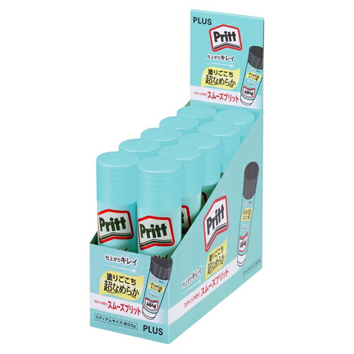 スティックのり スムーズプリット スムーズ Pritt ミディアム お買い得10個入×10個 1箱(100本) NS-722【プラス PLUS】 内容量:約22g 固形のり