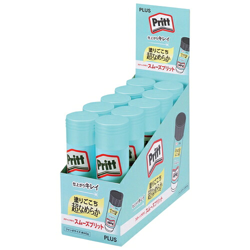 スティックのり スムーズプリット スムーズ Pritt ジャンボ お買い得10個入×10個　１箱（100本） NS-724【プラス PLUS】 内容量：約４０ｇ 固形のり