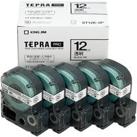 PROテープ ST12K-5P 透明に黒文字12mm 5個 【キングジム】