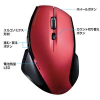 ワイヤレスマウス　レッド 【サンワサプライ】MA-WBL34R