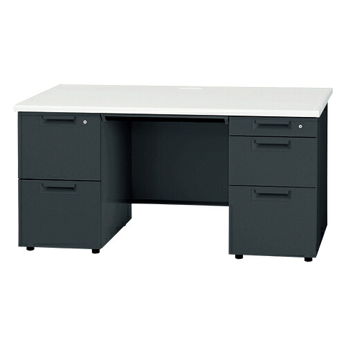 両袖机 JS-147D-32 WH/TBK ブラック【プラス】 【メーカー直送品】 【時間指定不可・夜間配送不可】 【平日配送のみ】