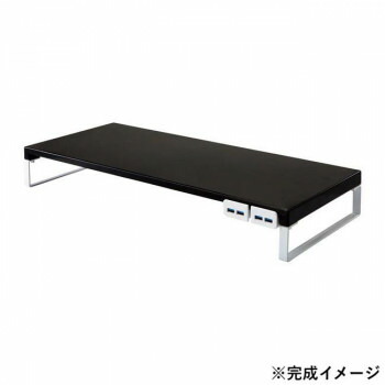 （同梱不可） LIHIT LAB.(リヒトラブ)　机上台　幅590mm　USB3.0ハブ付　黒　A-7334-24 USB3.0規格のハブ付き机上台