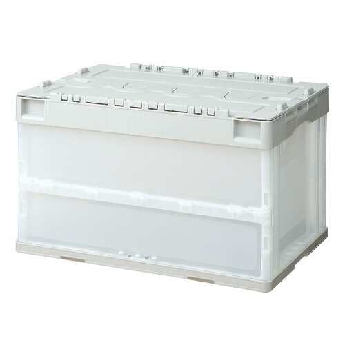 パ）折りたたみ入れもの フタ一体型 ５０Ｌ 薄墨色 １０個4175-7604【カウサイバー空間】