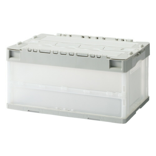 パ）折りたたみ入れものフタ一体型 ４０Ｌ 薄墨色 １０個4210-6142【カウサイバー空間】
