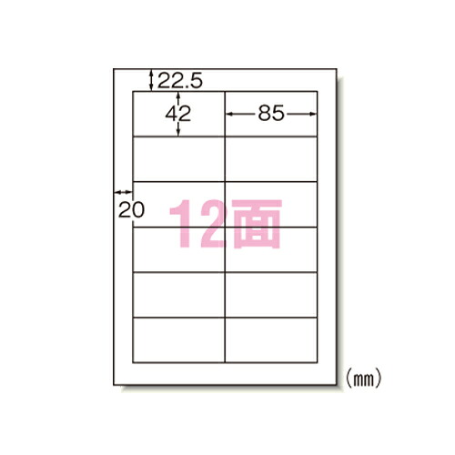 ＰＰＣラベル　Ａ４－１２面・ミリ改行　１００枚 28276 【エーワン】