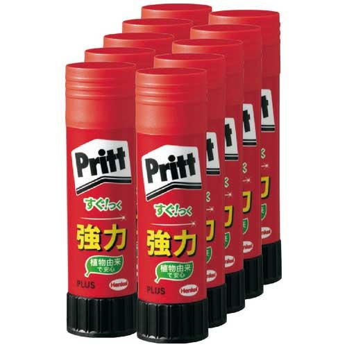 スティックのり プリット Pritt 強粘着 ジャンボ お買い得10個×10個パック 1箱(100本) NS-704【プラス PLUS】 内容量:約40g 固形のり