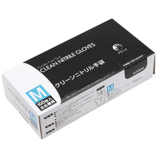 クリーンニトリル手袋M ブラック 10箱 CNB-103 【ＭＩＳＭ】